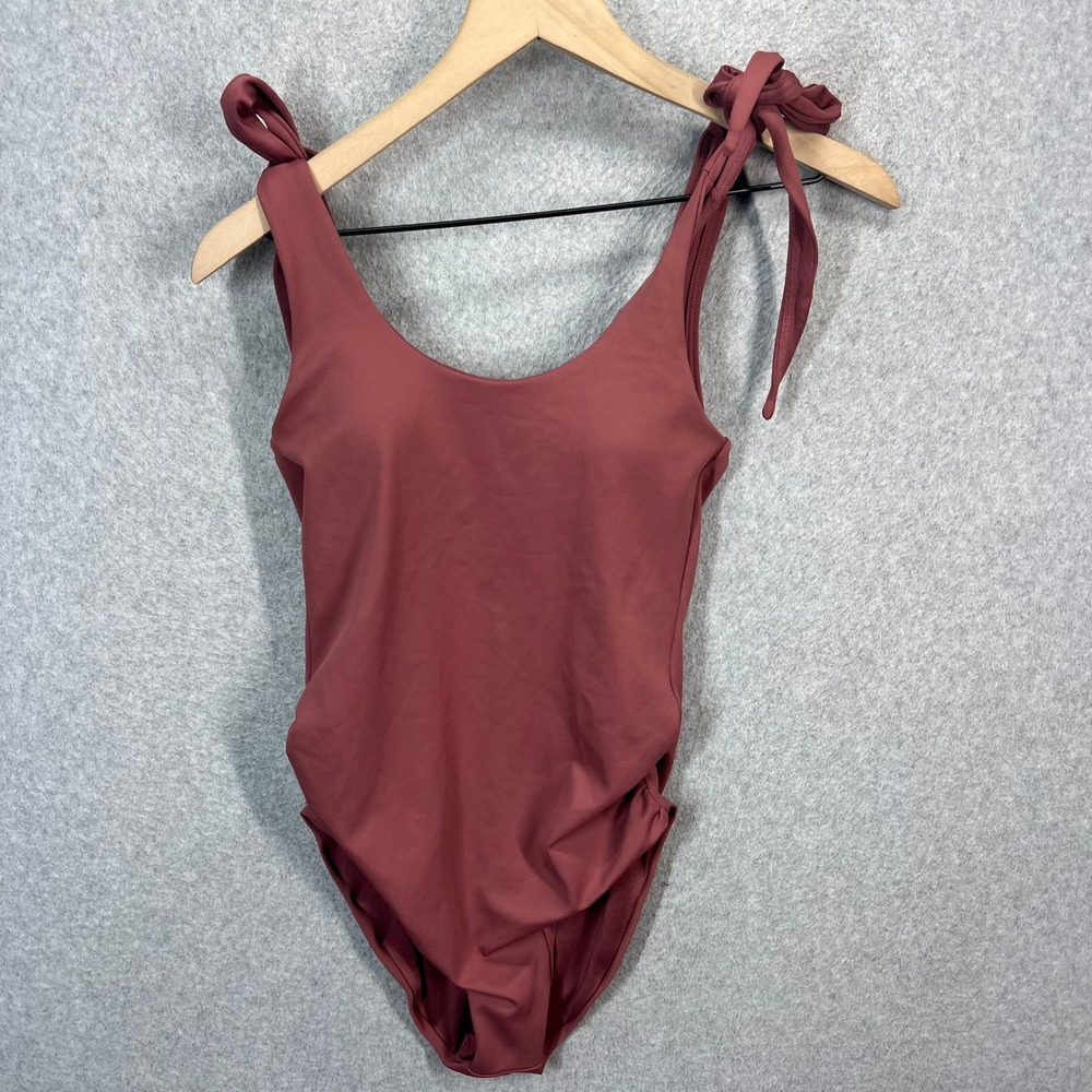Movemama Swimsuit Women S Maroon Maternity Nursing Lactation One Piece Tie EUC